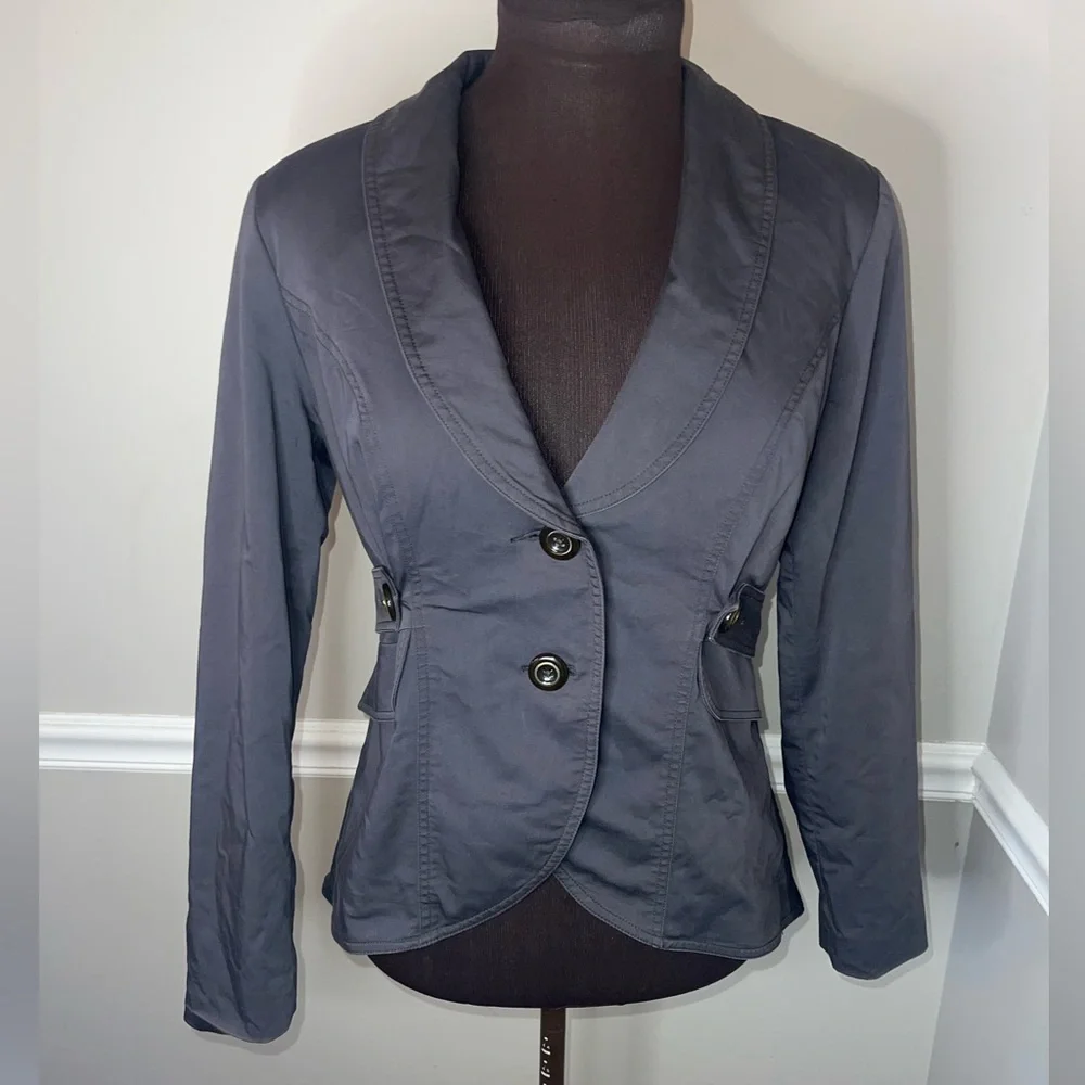 Cabi Style 769 Work it Graphite Peplum‎ Lined Blazer Jacket Size 6